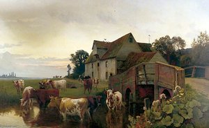 Cattle Watering On The River Stour