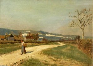The Village Road — William Henry Bartlett