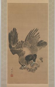 猿を襲う鷲図 Eagle Attacking A Monkey — Kawanabe Kyōsai