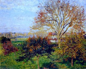 Autumn Morning At Eragny — Camille Pissarro, Impressionistic Landscape