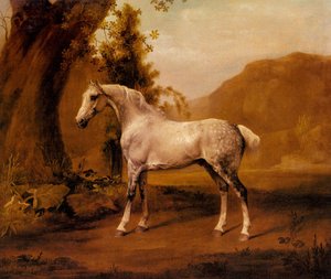 A Grey Stallion In A Landscape — George Stubbs, Realism