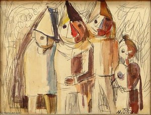 Wax Crayon With Watercolor On Paper — Tadeusz Makowski