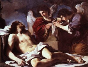 Angels Weeping Over The Dead Christ — Guercino