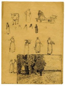 Landscape Sketch And Figure Studies — Theodore Clement Steele, Impressionism