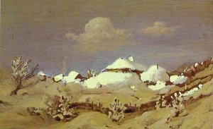 Winter. Spots Of Light On Cottage Roof — Arkhip Ivanovich Kuindzhi