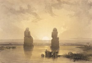 Statues Of Memnon At Thebes, During The Inundation — David Roberts