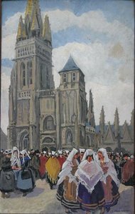 Après L'office, La Foule Devant L'église — Yvonne Jean Haffen