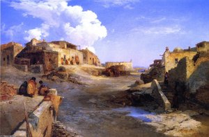 An Indian Pueblo, Laguna, New Mexico — Thomas Moran, Hudson River School