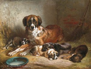Bernese Mountain Dog And Her Pups — Benno Raffael Adam