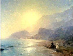 Pushkin And Countess Raevskaya By The Sea Near Gurzuf And Partenit — Ivan Konstantinovich Aivazovsky, Romantic Landscape