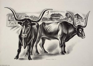 Long Horn Steers — Howard Cook