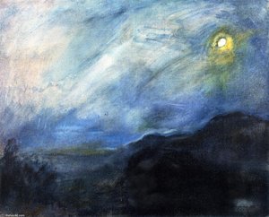 Moonlit NIght at Neukastel - View of the Madenburg by Moonlight