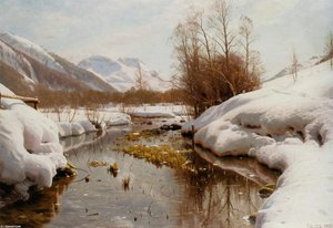 Snedaekket Flodbred — Peder Mørk Mønsted