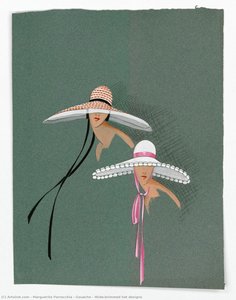 Gouache — Wide-brimmed hat designs