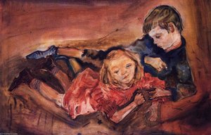 Enfants Jouant, Children Playing , Huile Sur Toile, — Oskar Kokoschka
