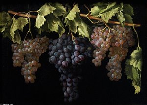 Still Life With Four Bunches Of Grapes By Juan Fernández — Juan Fernández Navarrete