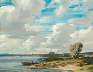 Lakeside With Boat — Arthur A Friedenson