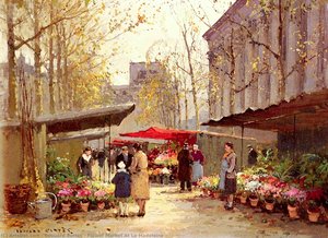 Flower Market At La Madeleine — Edouard Cortès, Impressionism