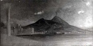 (Italian Landscape with a City at the Base of a Volcanic Mountain), (painting)