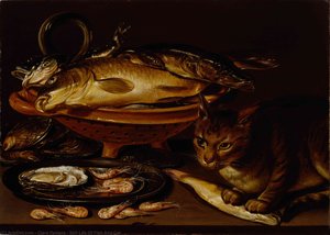 Still Life Of Fish And Cat
