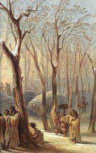 Winter Village Of The Minatarres — Karl Bodmer