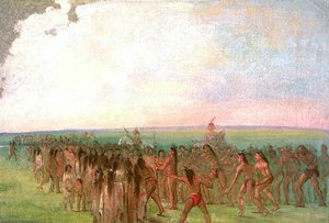 Footrace Behind The Mandan Village — George Catlin