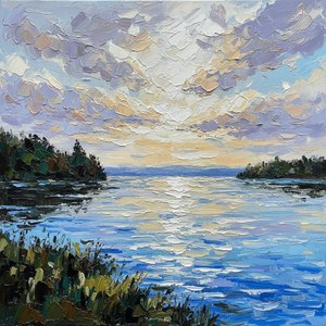 Ethereal Horizon: A Meditative Study Of Cerulean Skies And Sculptural Waters — Christian Noiret, Contemporary Abstract