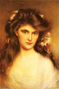 A Young Beauty With Flowers In Her Hair — Albert Lynch