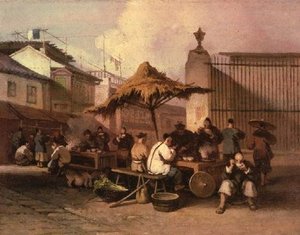 A Group Of Chinese Eating Outside Church Of San — George Chinnery