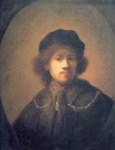 Selbstporträt Mit Schwarzem Beret Und Goldkette — Rembrandt Van Rijn, Baroque
