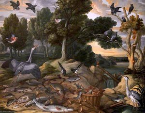 Landscape With Birds And Fishes — Francis Barlow