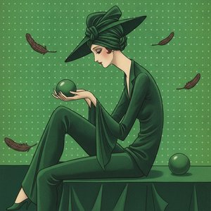 Verdant Profile Amidst A Geometric Grid Of White Crosses — Valentin Laurent De Courcey, Art Deco