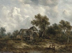 Figures On A Track Before A Cottage — Richard Hilder