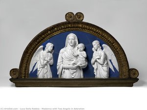 Madonna With Two Angels In Adoration — Luca Della Robbia