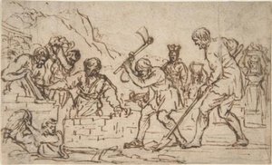 Men Digging And Constructing A Wall — Pietro Da Cortona
