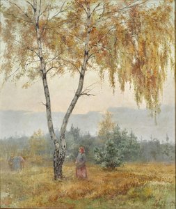 Mushroom Picking — Józef Rapacki, Barbizon School