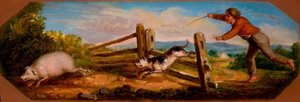 Boy Chasing A Pig — Ашер Браун Дюран