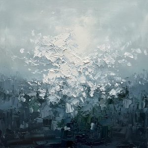 Ethereal Fracture: A Monumental Study Of Light Emerging From Midnight Shadows — Christian Noiret, Contemporary Abstract