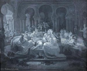 Le banquet oriental, en grisaille