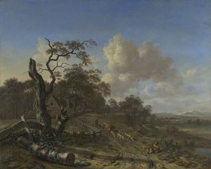 A Landscape With A Dead Tree, And A Peasant Driving Oxen And Sheep Along A Road — Jan Jansz Wijnants