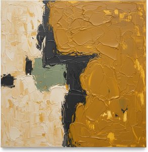 Fragmented Earth: A Monumental Study Of Ochre Masses And Charcoal Void — Christian Noiret, Contemporary Abstract Painting