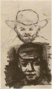 Two Heads Man With Beard And Hat Peasant With Cap