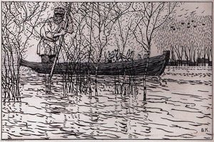 An Illustration For Nikolai Nekrasov's Poem Grandpa Mazai And Hares — Boris Mikhailovich Kustodiev, Contemporary Realism