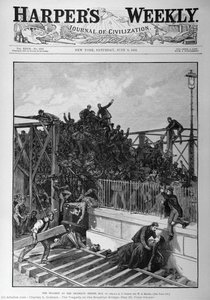 The Tragedy On The Brooklyn Bridge, May 30. From Harper — Charles S. Graham, Journalistic Illustration