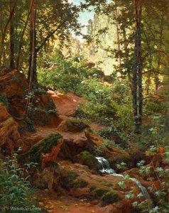 Woodland Interior With Brook — Henri Biva