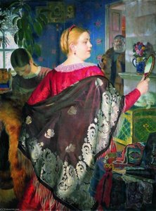 The Merchant's Wife With A Mirror — Boris Mikhailovich Kustodiev
