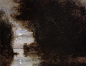Moonlit Landscape — Jean-baptiste-camille Corot, Realism Landscape