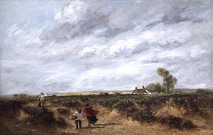 Flying The Kite, A Windy Day — David Cox The Elder