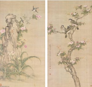 Flower, Rock And Birds — Shen Quan