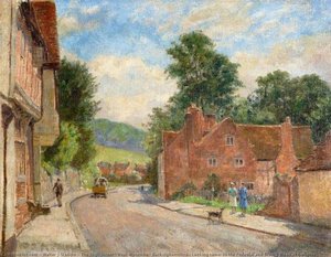 The High Street, West Wycombe, Buckinghamshire, Looking Towards The Pedestal And Branch Wood At Downley — Walter J. Stamps